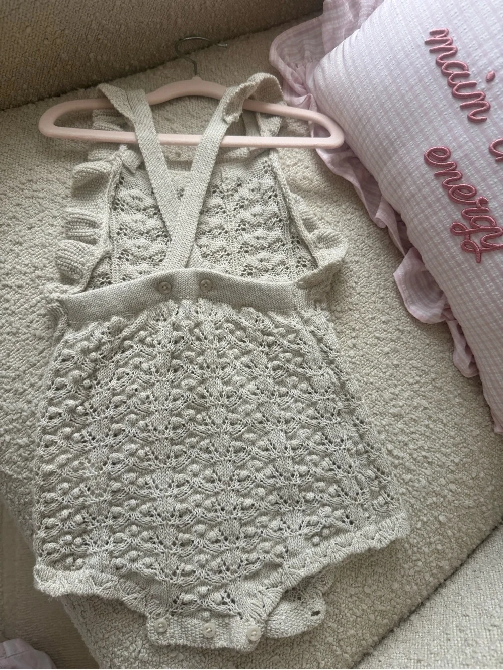 Zara Cream Knit Crochet Baby One-Piece